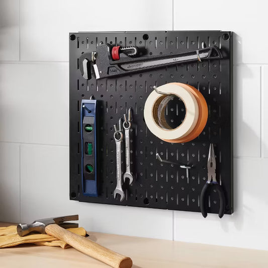 16" Square Metal Pegboard - Brightroom™: Wall & Garage Storage Organizer, Carbon Steel, Black,