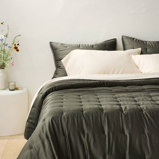 Rayon from Bamboo Quilt - King - Dark Olive Green