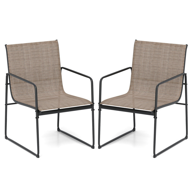 Outdoor Dining Chairs Set of 2 Patio Furniture Chair with Breathable Seat and Backrest