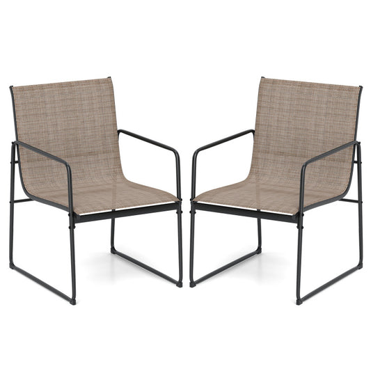Outdoor Dining Chairs Set of 2 Patio Furniture Chair with Breathable Seat and Backrest