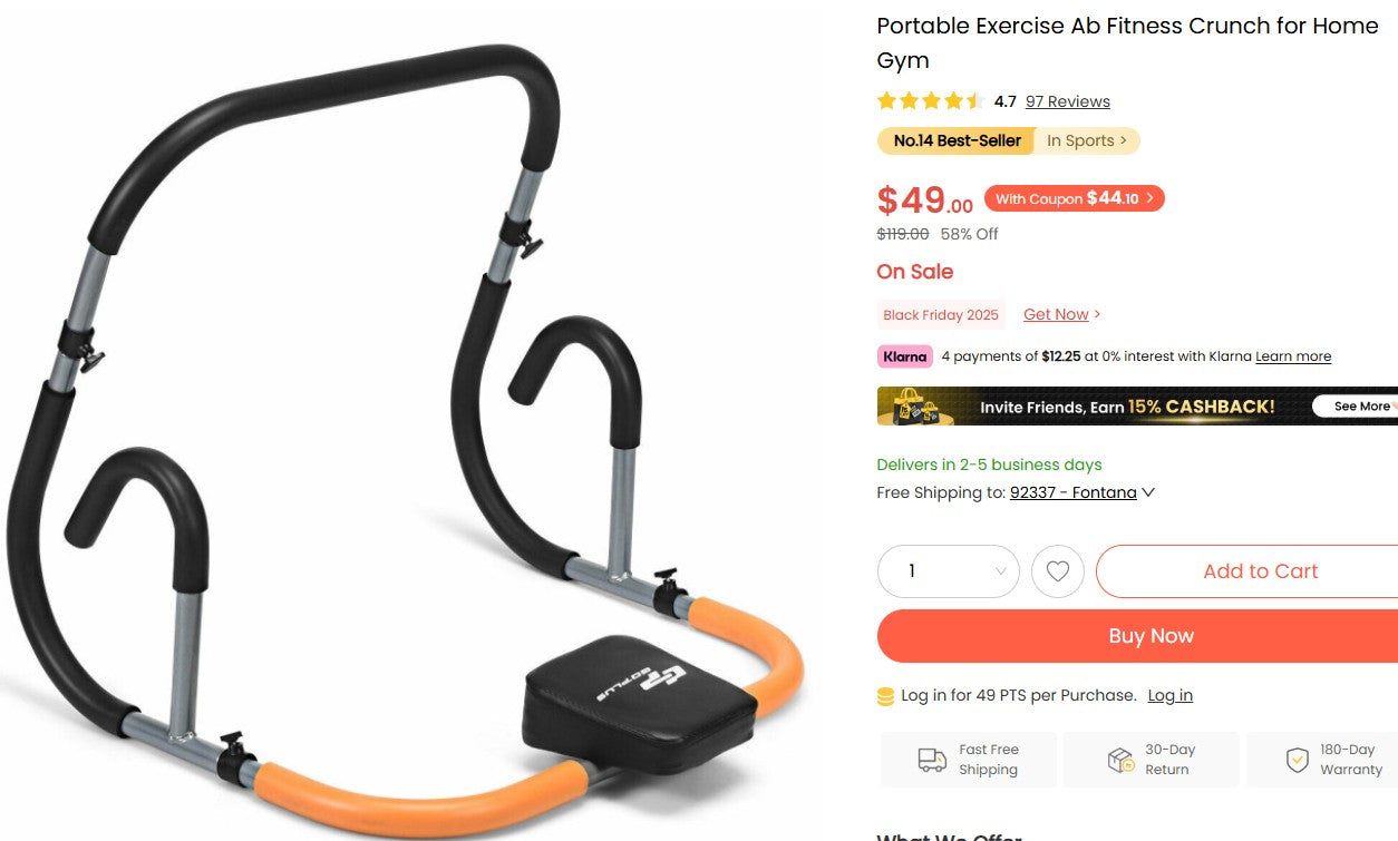 Portable Exercise Ab Fitness Crunch for Home Gym