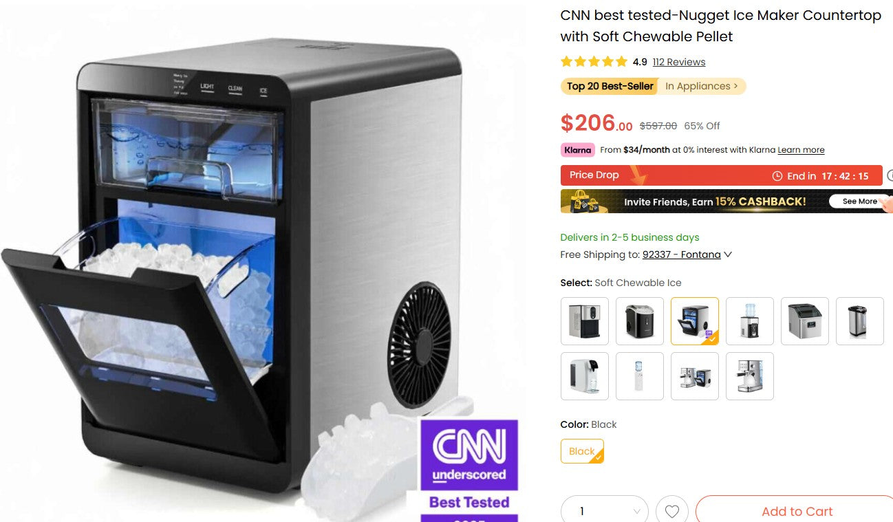 Nugget Ice Maker Countertop with Soft Chewable Pellet