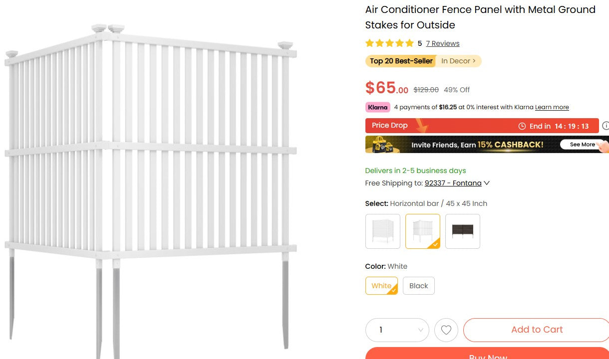 Air Conditioner Fence Panel with Metal Ground Stakes for Outside