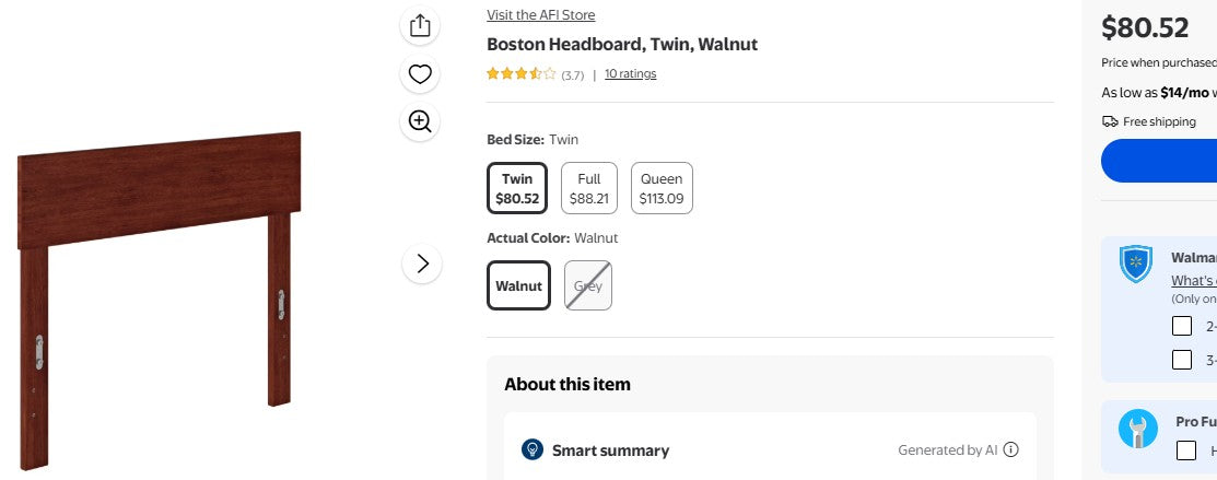 Boston Headboard, Twin, Walnut