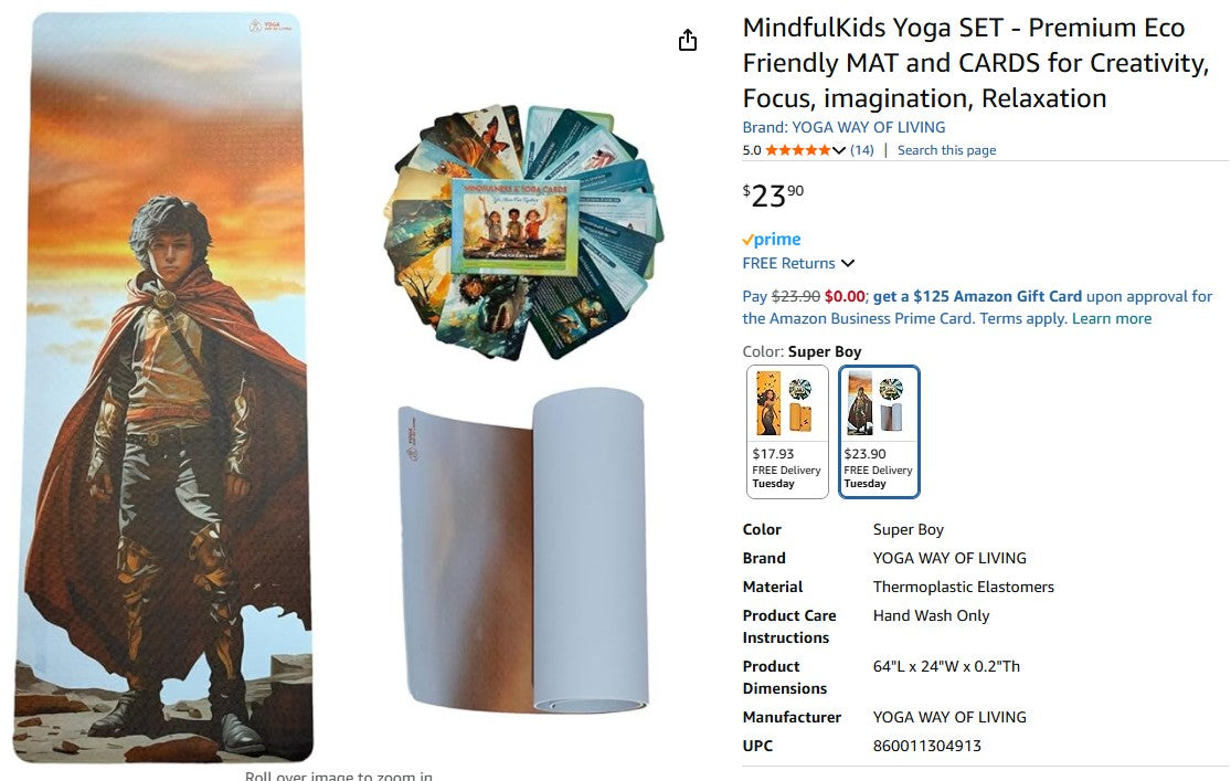 MindfulKids Yoga SET - Premium Eco Friendly MAT and CARDS for Creativity