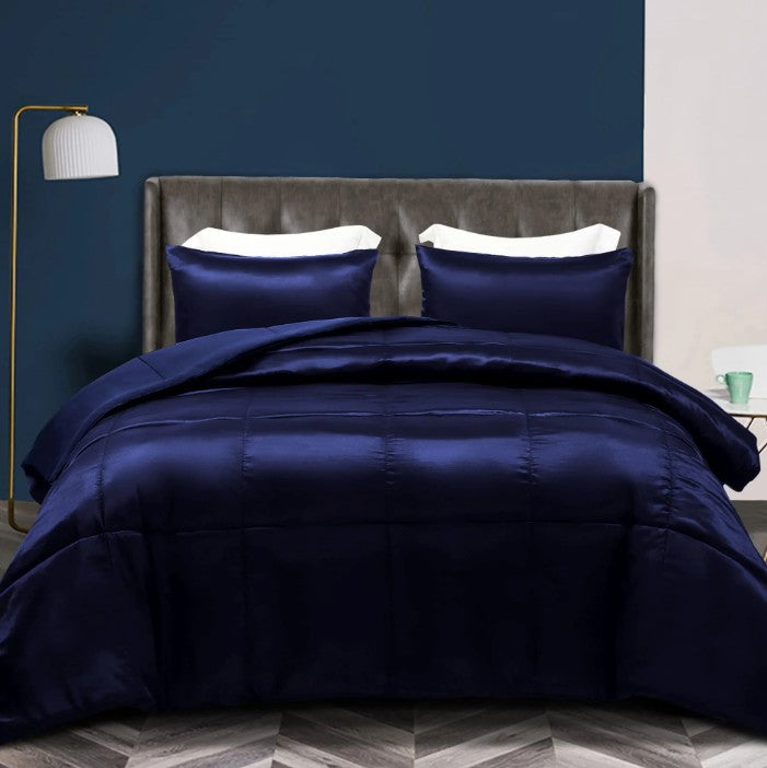 Whale Flotilla 3-Piece Reversible King Size Comforter Set, Soft Satin Comforter with 2 Pillowcases