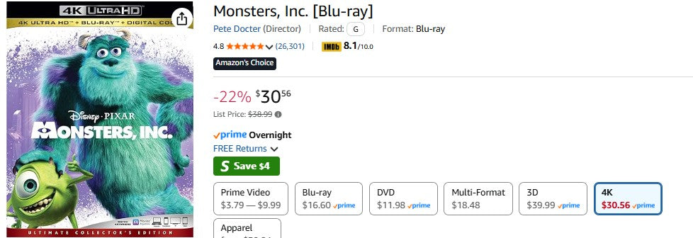 Monsters, Inc. [Blu-ray]