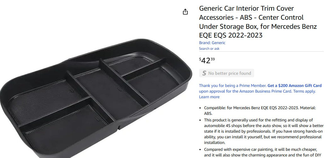 Center Control Under Storage Box, for Mercedes Benz EQE EQS 2022-2023