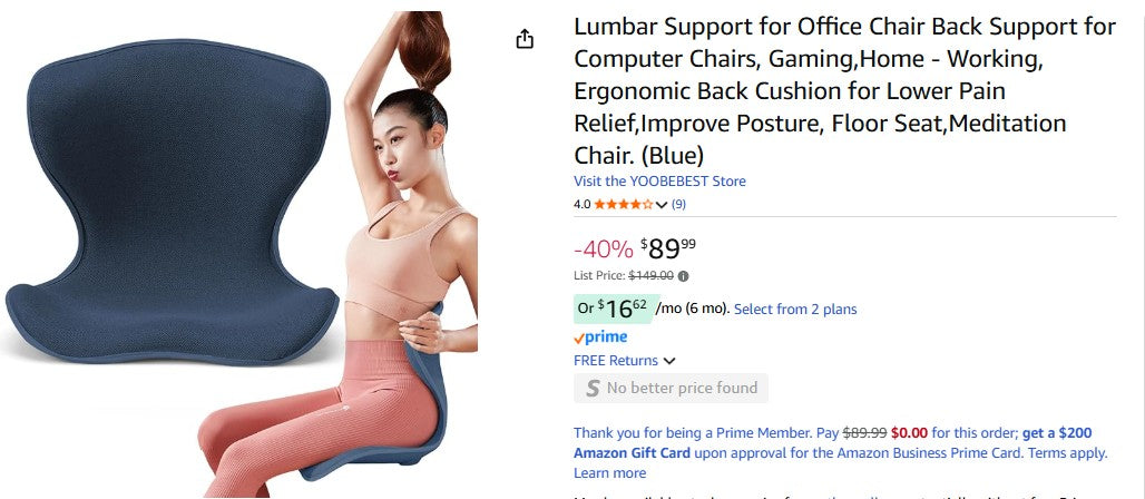 Lumbar Support for Office Chair Back Support for Computer Chairs