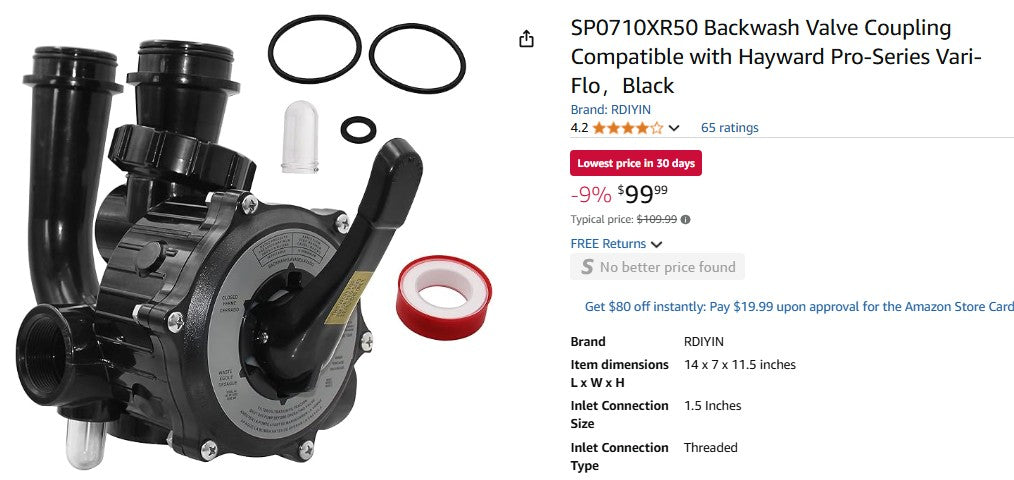 SP0710XR50 Backwash Valve Coupling Compatible with Hayward Pro-Series Vari-Flo，Black