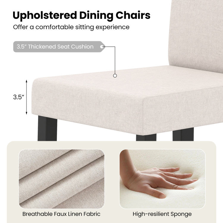 Set of 2 Dining Chair Mid-Century Modern Fabric Upholstered Parson Chairs