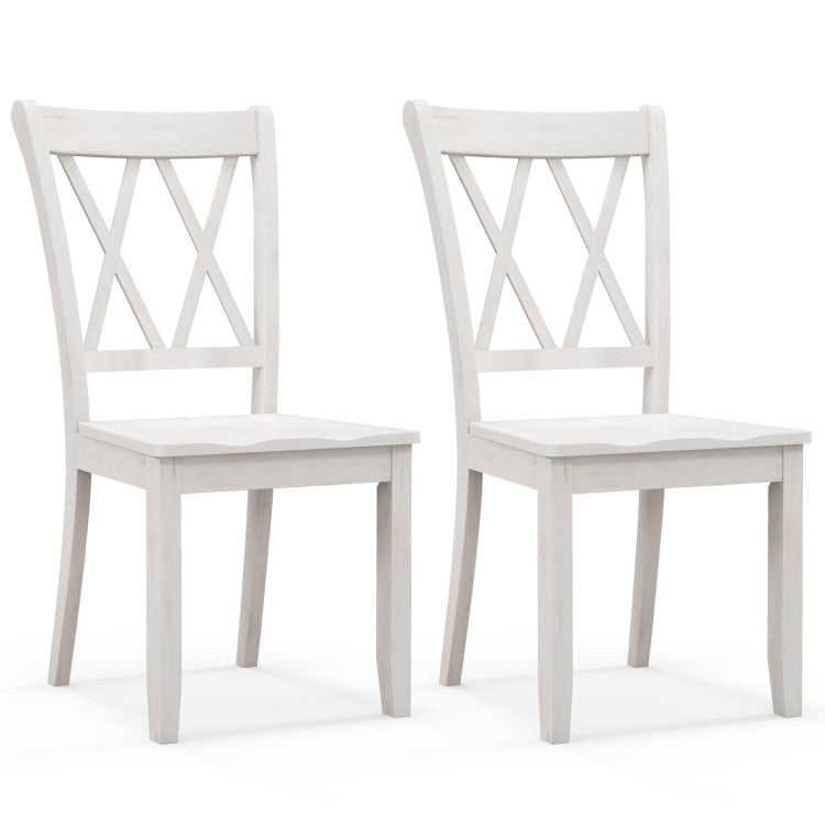 Set of 2 Wooden Dining Chairs Mid Century Farmhouse Retro Kitchen Chairs