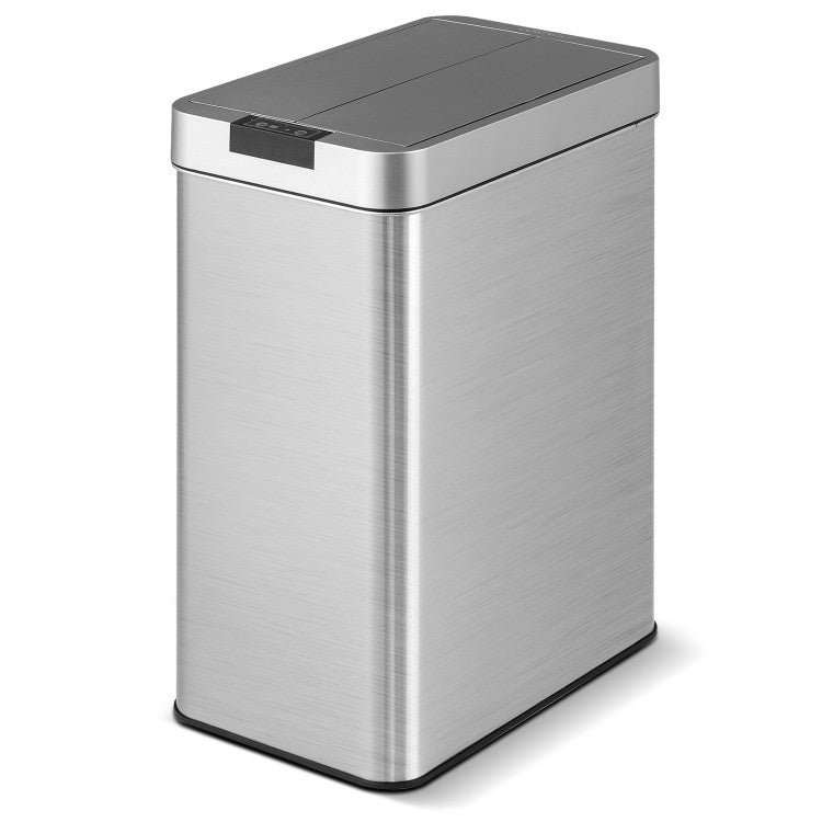 13.2 Gal Stainless Steel Frame Slim Kitchen Trash Can with Wing Lids