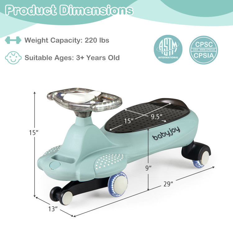 Wiggle Car with Hauling Rope Ride on Toy with Under-Seat Storage