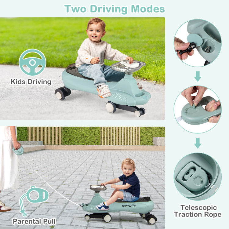Wiggle Car with Hauling Rope Ride on Toy with Under-Seat Storage