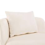 Beige Soft Velvet 360° Swivel Accent Chair, Barrel Chair with Pillow