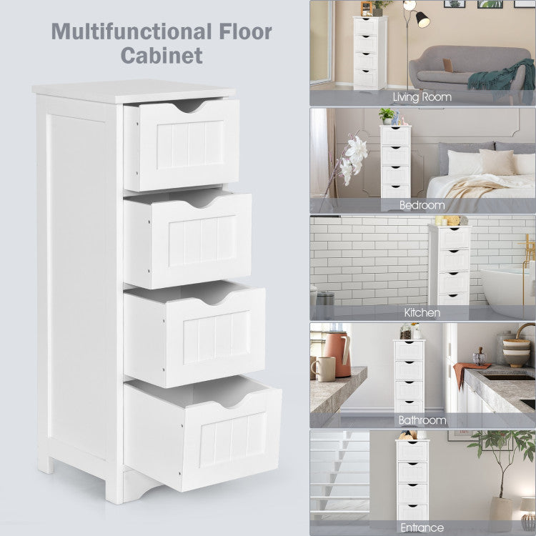 4-Drawer Freestanding Floor Cabinet with Anti-Toppling Device