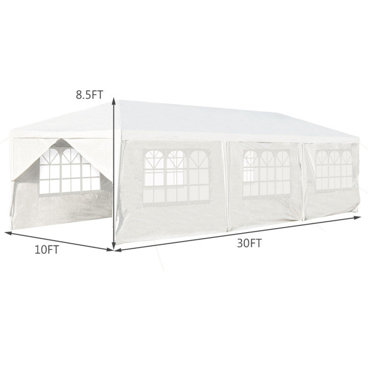 10 x 30 Feet Outdoor Canopy Tent with 6 Removable Sidewalls and 2 Doorways