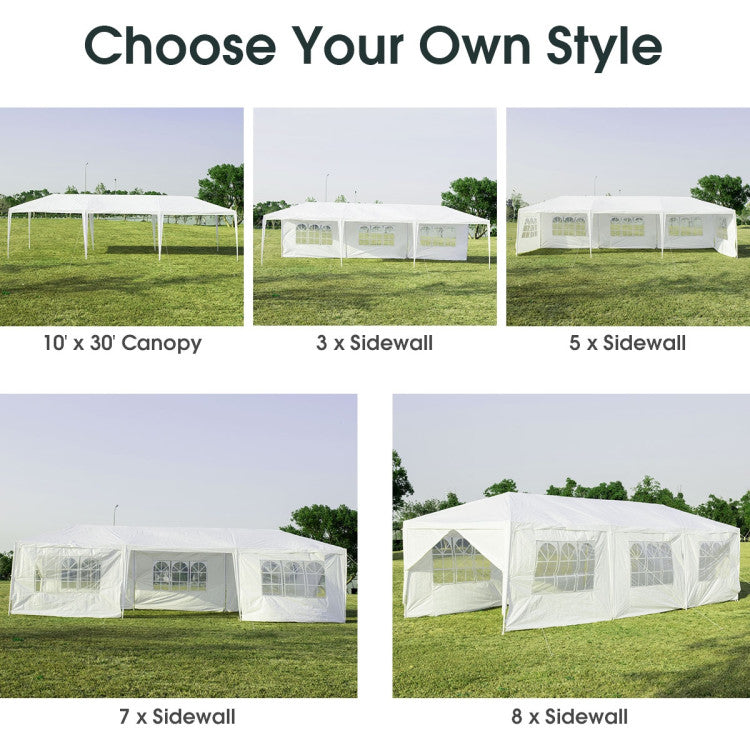 10 x 30 Feet Outdoor Canopy Tent with 6 Removable Sidewalls and 2 Doorways