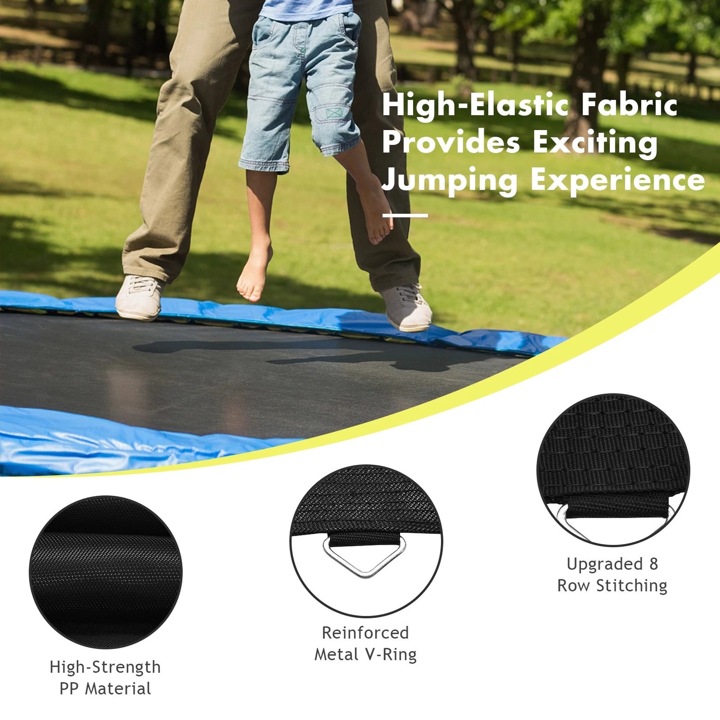 Replacement Trampoline Mat Fit 12ft Frame w/72 V-Hooks Using 5.5" Spring