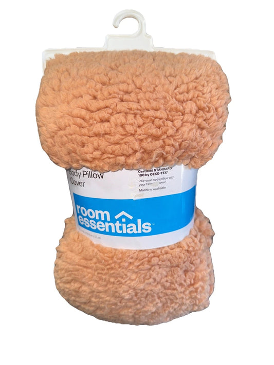 Soft Faux Fur Body Pillow Cover 20" x 50" Room Essentials Rust NEW